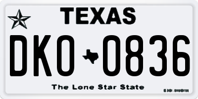 TX license plate DKO0836