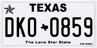 TX license plate DKO0859