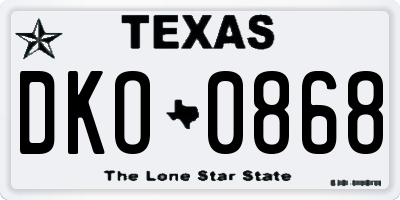 TX license plate DKO0868
