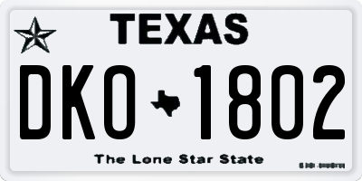 TX license plate DKO1802