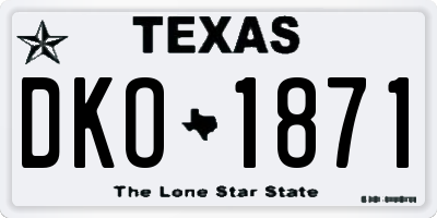 TX license plate DKO1871