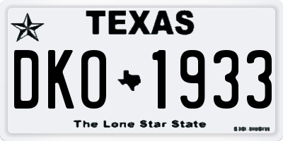 TX license plate DKO1933