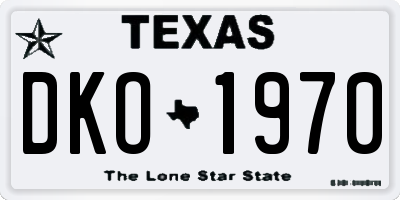 TX license plate DKO1970
