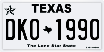 TX license plate DKO1990