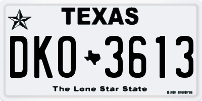 TX license plate DKO3613
