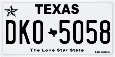 TX license plate DKO5058