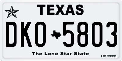 TX license plate DKO5803