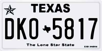 TX license plate DKO5817