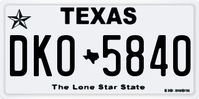 TX license plate DKO5840