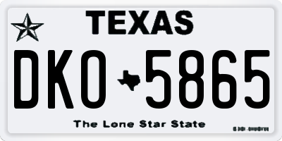 TX license plate DKO5865