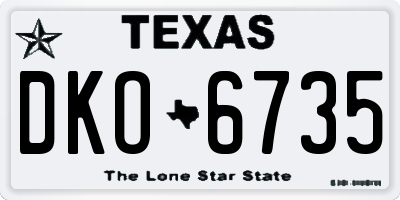 TX license plate DKO6735