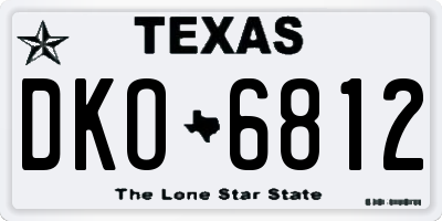 TX license plate DKO6812