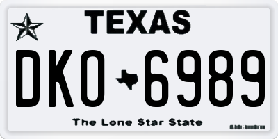 TX license plate DKO6989