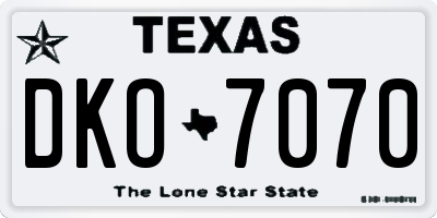 TX license plate DKO7070