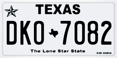 TX license plate DKO7082