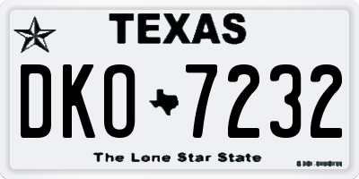 TX license plate DKO7232