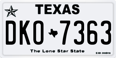 TX license plate DKO7363