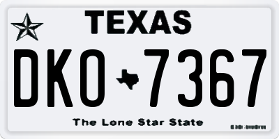 TX license plate DKO7367