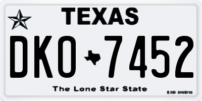 TX license plate DKO7452