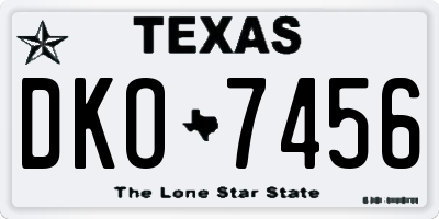 TX license plate DKO7456