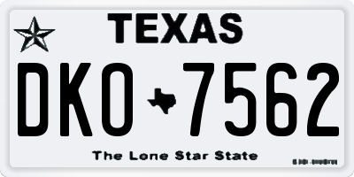 TX license plate DKO7562