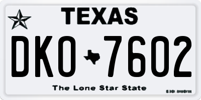 TX license plate DKO7602