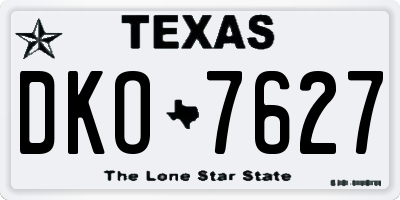 TX license plate DKO7627