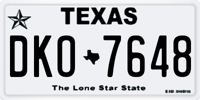 TX license plate DKO7648
