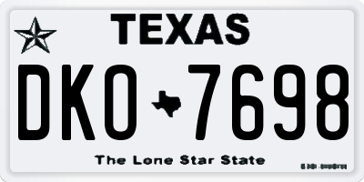 TX license plate DKO7698