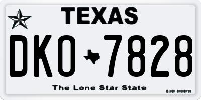 TX license plate DKO7828