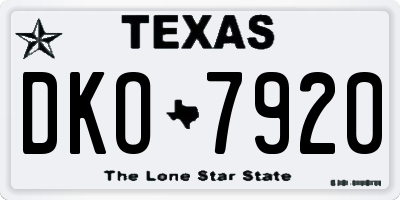 TX license plate DKO7920