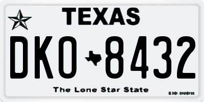 TX license plate DKO8432
