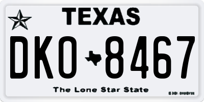 TX license plate DKO8467