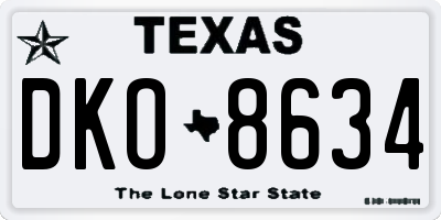 TX license plate DKO8634
