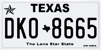 TX license plate DKO8665