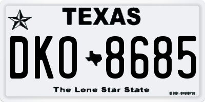 TX license plate DKO8685