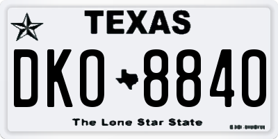 TX license plate DKO8840