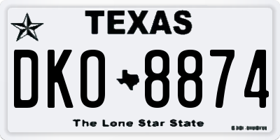 TX license plate DKO8874