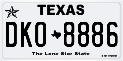 TX license plate DKO8886