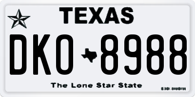 TX license plate DKO8988