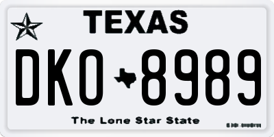 TX license plate DKO8989