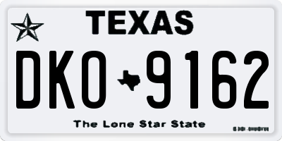TX license plate DKO9162