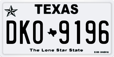 TX license plate DKO9196