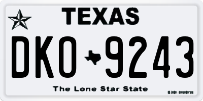 TX license plate DKO9243