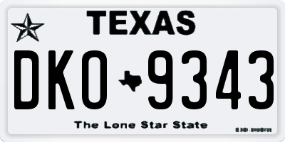 TX license plate DKO9343