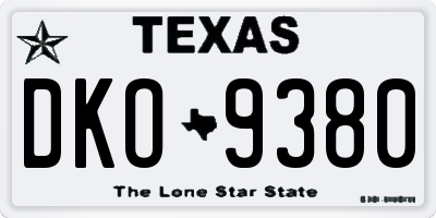 TX license plate DKO9380