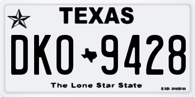 TX license plate DKO9428
