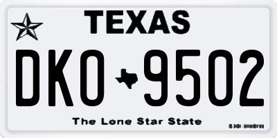 TX license plate DKO9502