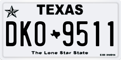 TX license plate DKO9511