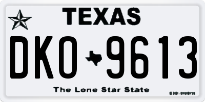 TX license plate DKO9613